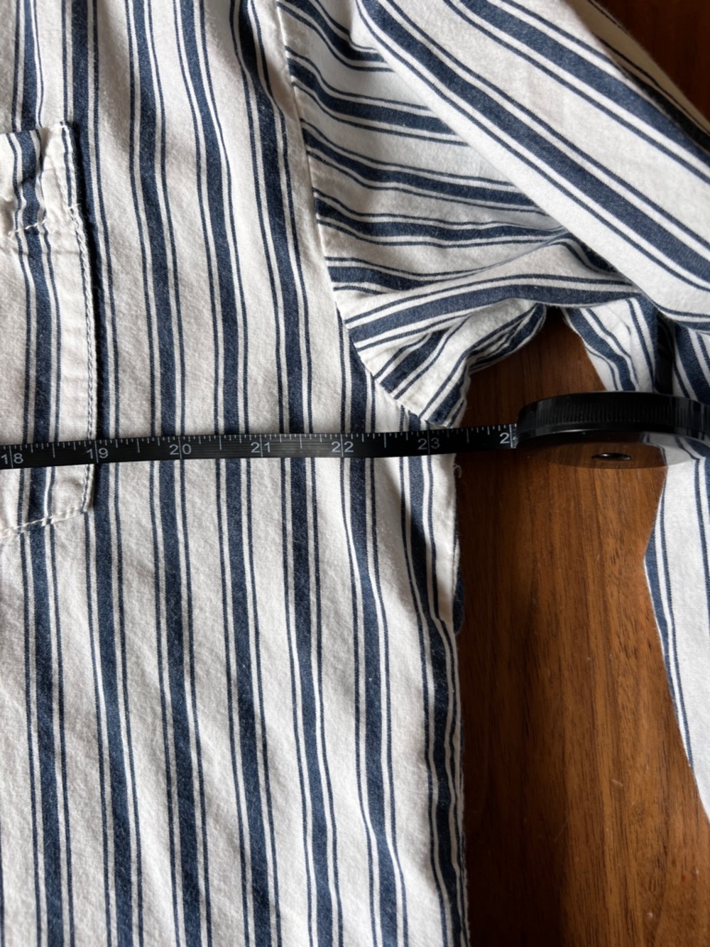 Anthropologie Maeve Navy and White Striped Button-Up Shirt - Picture 7 of 8